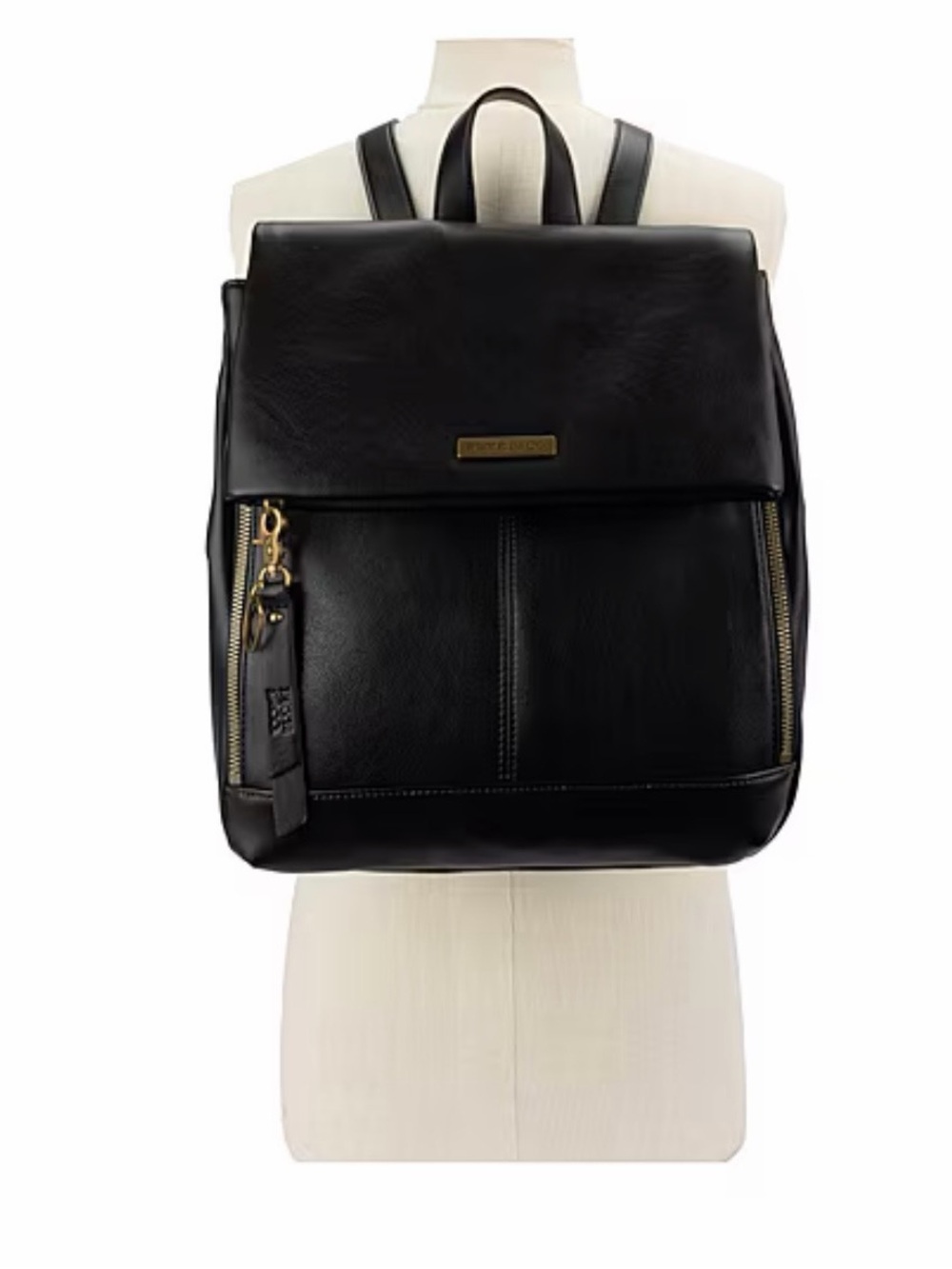 FRYE AND CO. Black Leather Flap Backpack with Gold Hardware - Picture 5 of 5
